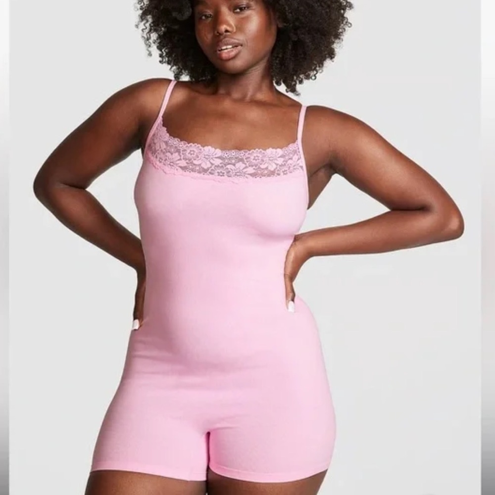 Victoria Secret Wink Seamless Lace Trim Romper